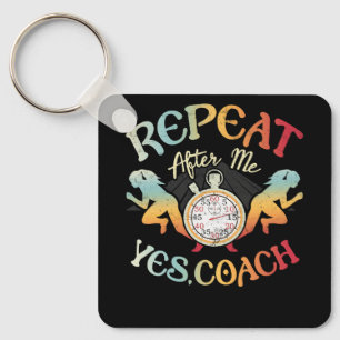 Track and Field School Sport Coaches Runner Repeat Keychain