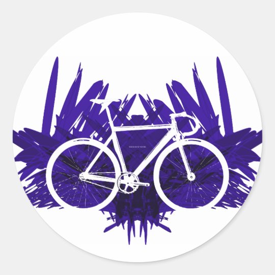 Track Bicycle on Violet Classic Round Sticker