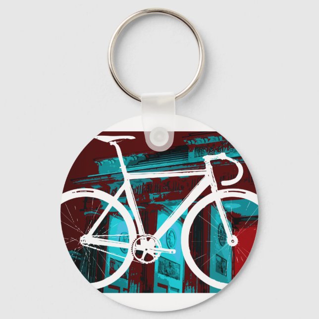 Track Bike Berlin - red blue Keychain (Front)
