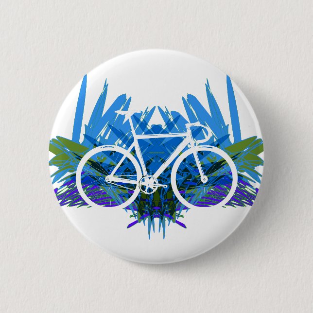 Track Bike on Blue/green Pinback Button (Front)