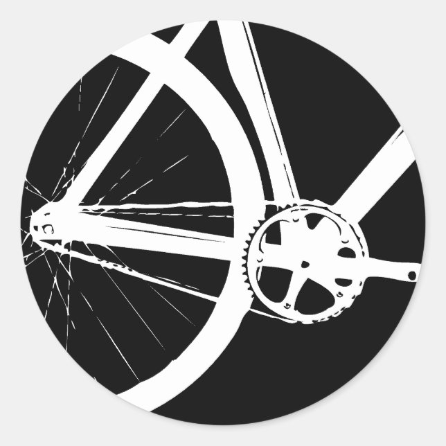 Track Bike white Classic Round Sticker (Front)