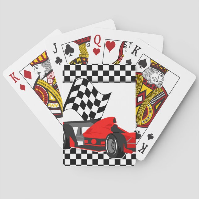 Track Car and Flag Playing Cards-Customizable Poker Cards (Back)