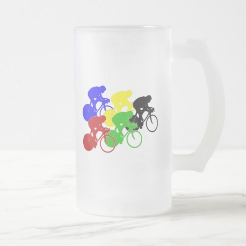 Track Cycling Bicycle Race Bike Riders   Frosted Glass Beer Mug