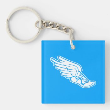 Track Logo Keychain W/name Blue by sportsdesign at Zazzle