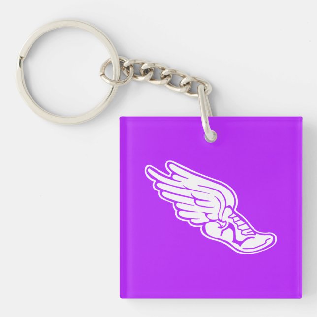 Track Logo Keychain w/name Purple (Front)