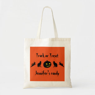Track or Treat Skull Spider Personalized Halloween Tote Bag