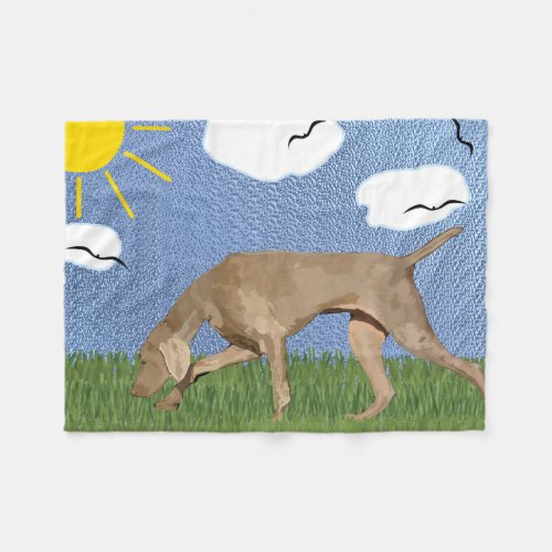 Tracking _ On the Path Artistic Weimaraner Fleece Blanket