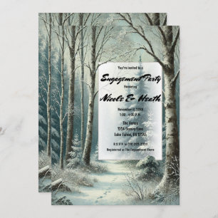 Tracks in the Snow Winter Rustic Engagement Party Invitation