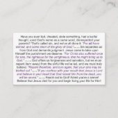 Tract - Salvation Message Business Card (Back)