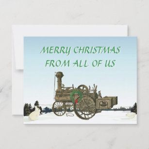 Traction Engine 1889 Russell and Co. Farm Tractor Holiday Card