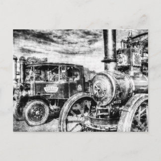 Traction Engine and Steam Lorry Vintage Postcard