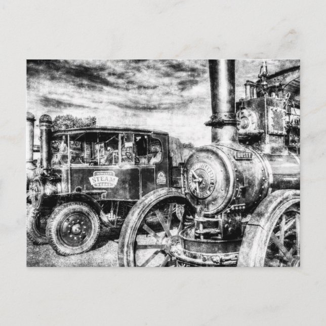 Traction Engine and Steam Lorry Vintage Postcard (Front)