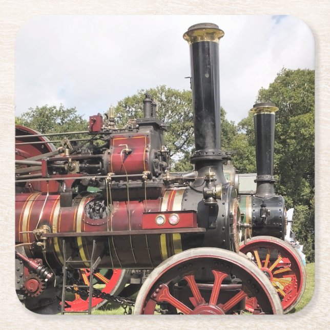 TRACTION ENGINES SQUARE PAPER COASTER (Front)