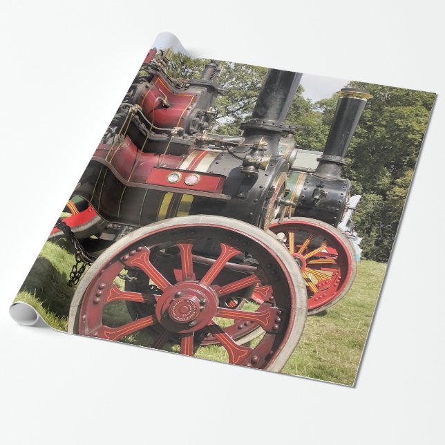 TRACTION ENGINES WRAPPING PAPER (Unrolled)