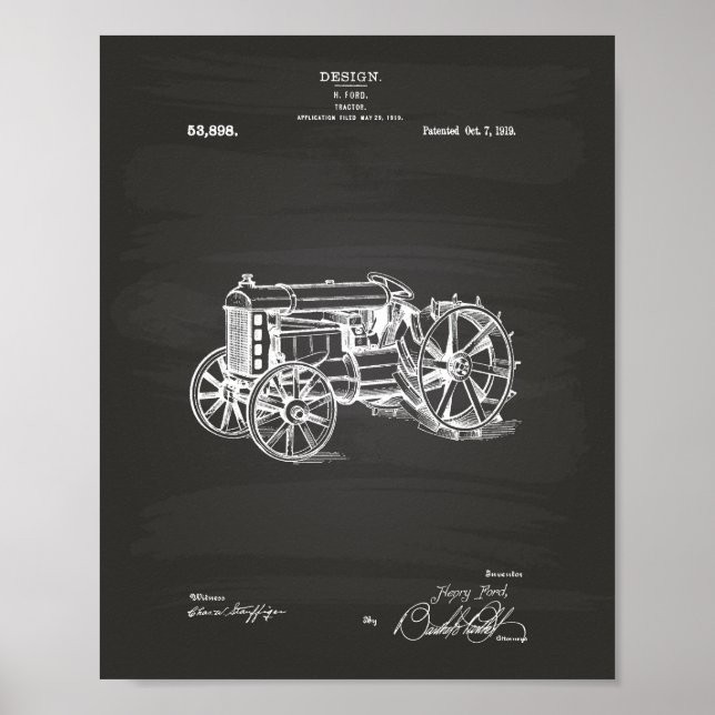 Tractor 1919 Patent Art Chalkboard Poster (Front)