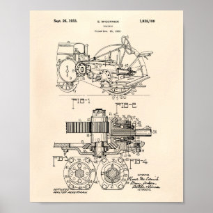 Tractor 1932 Patent Art Old Peper Poster