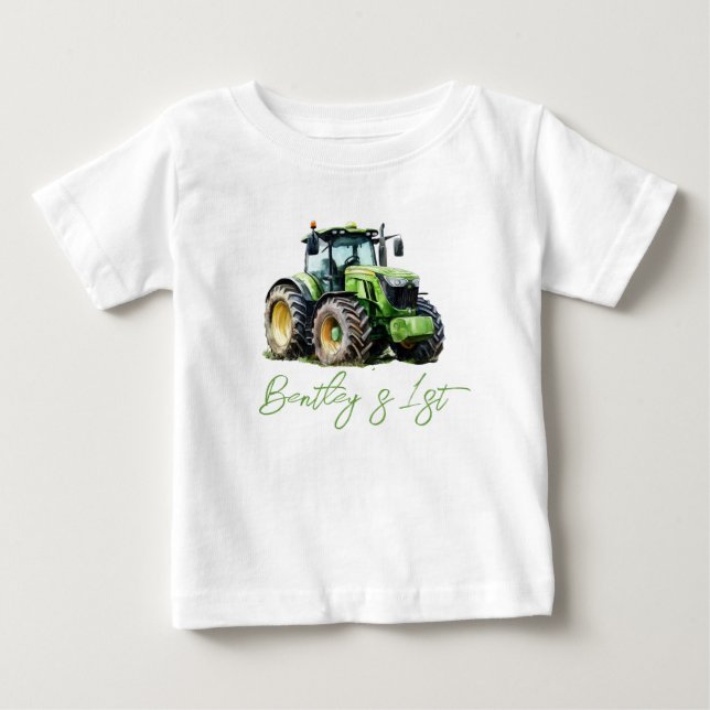 Tractor 1st Birthday Party Fun Farm  Baby T-Shirt (Front)