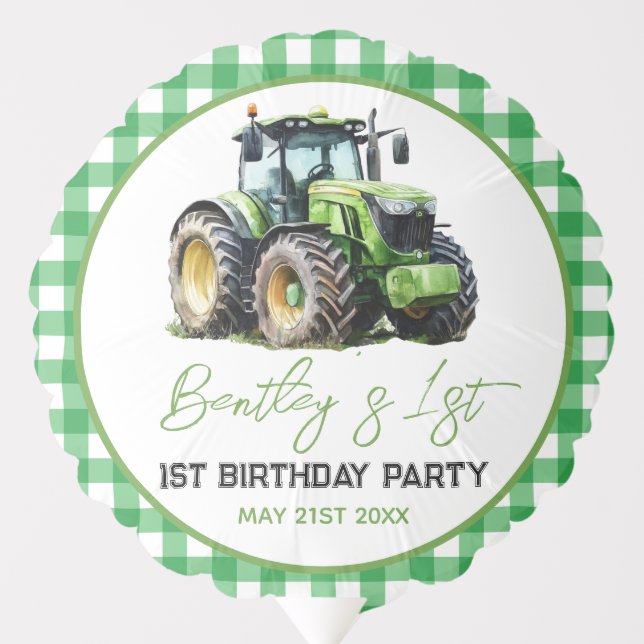 Tractor 1st Birthday Party Fun Farm  Balloon (Front)