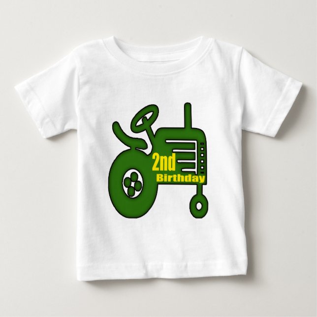 Tractor 2nd Birthday Gifts Baby T-Shirt (Front)