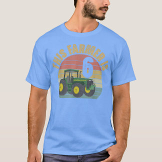 Tractor 6th Birthday 6 Year Old Farmer Farm Theme  T-Shirt