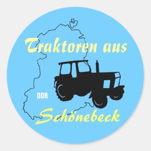 tractor advertising design DDR Classic Round Sticker