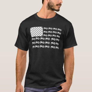 Tractor American USA Flag Funny Farmer Rancher Gif T-Shirt