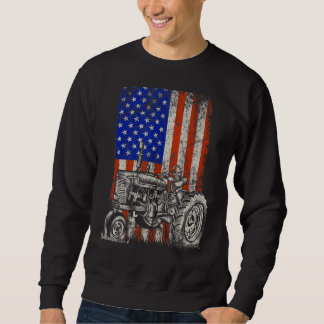 Tractor American Usa Flag Patriotic Farmer Fourth Sweatshirt