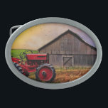 Tractor and Barn Belt Buckle<br><div class="desc">This masculine themed belt buckle features a tractor and a barn.</div>