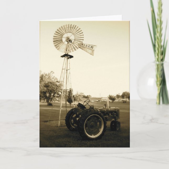 Tractor and Windmill Note Card (Front)