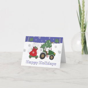 Tractor at Christmas Holiday Card