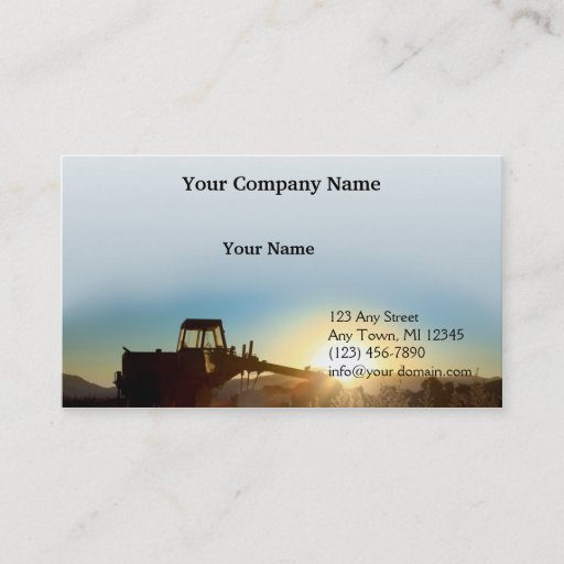 Customizable Tractor at Sunrise on a Blue Gradient Background Business Card