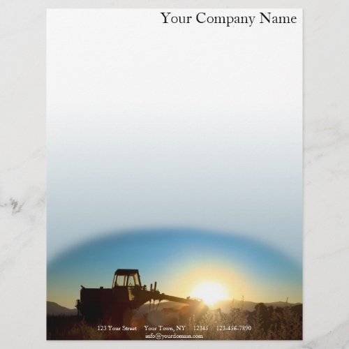 Tractor at Sunrise on a Blue Gradient Background Letterhead