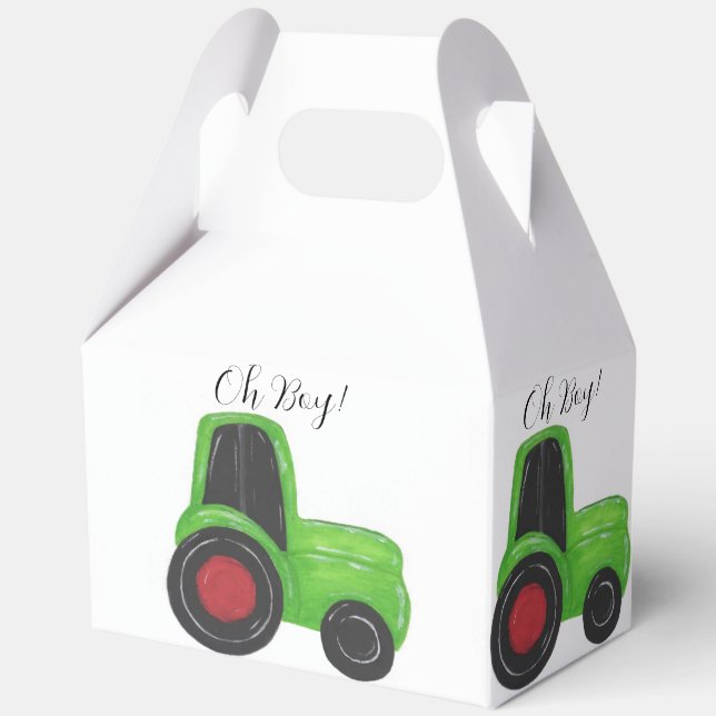 Tractor Baby Boy Favor Boxes (Back)