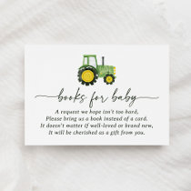 Tractor Baby Shower Books for Baby Enclosure Card