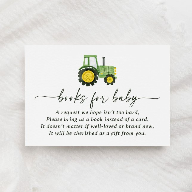Tractor Baby Shower Books for Baby Enclosure Card (Creator Uploaded)