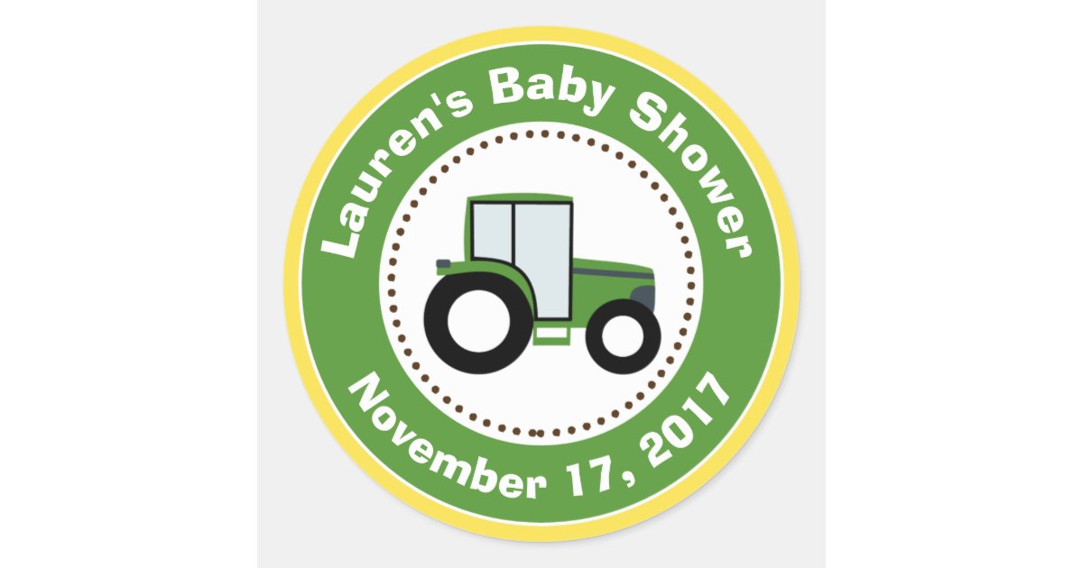 Tractor Baby Shower Favor Stickers Tractor Boy Zazzle Com