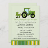 Tractor Baby Shower Invitation green (Front/Back)