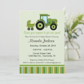 Tractor Baby Shower Invitation green (Standing Front)