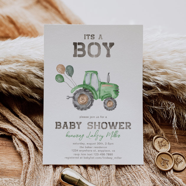 Tractor baby best sale shower invitations