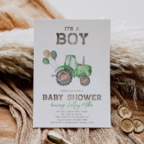 Tractor Baby Shower Invitation | Green Tractor