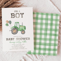 Tractor Baby Shower Invitation | Green Tractor