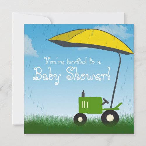 Tractor Baby Shower Invitation: Green Tractor
