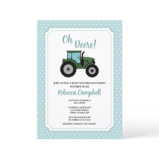Tractor Baby Shower Invitation, Tractor Boy Invita Invitation