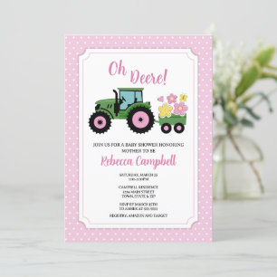Tractor Baby Shower Invitation, Tractor Girl  Invitation