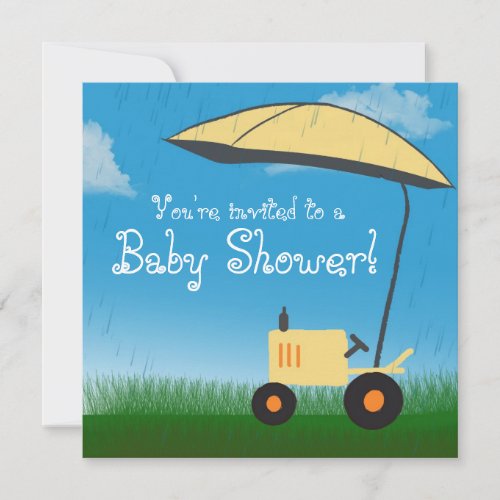 Tractor Baby Shower Invitation Yellow Tractor Invitation