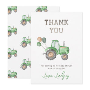 Tractor Baby Shower Thank You Card