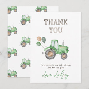 Tractor Baby Shower Thank You Card 
