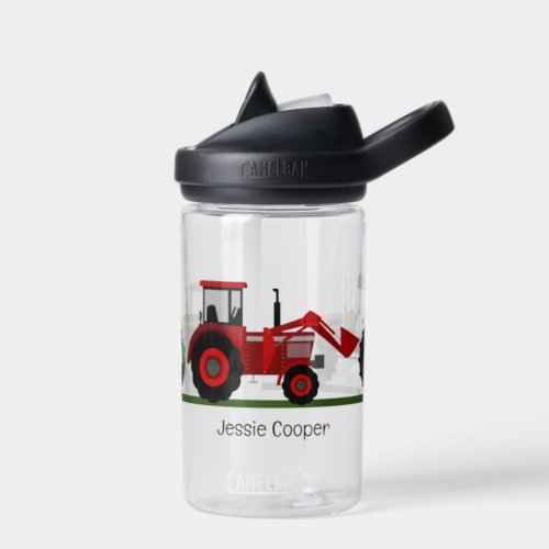 Tractor Backhoe Farm Machines Personalize Name Water Bottle