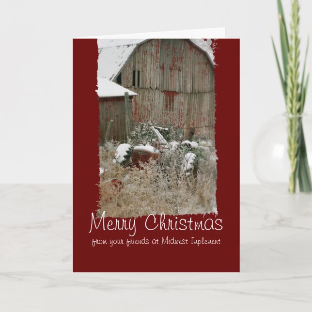 Tractor & Barn Christmas Card (Front)