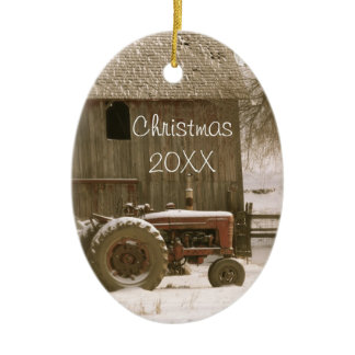 Tractor & Barn Christmas Ornament
